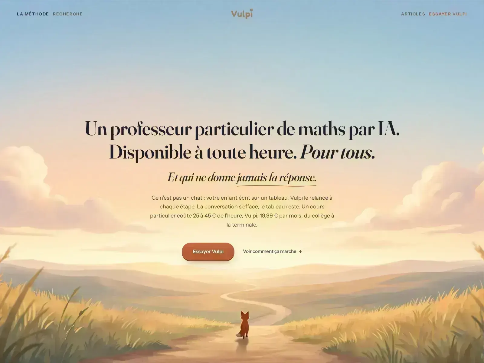 Page d’accueil de Vulpi Éducation